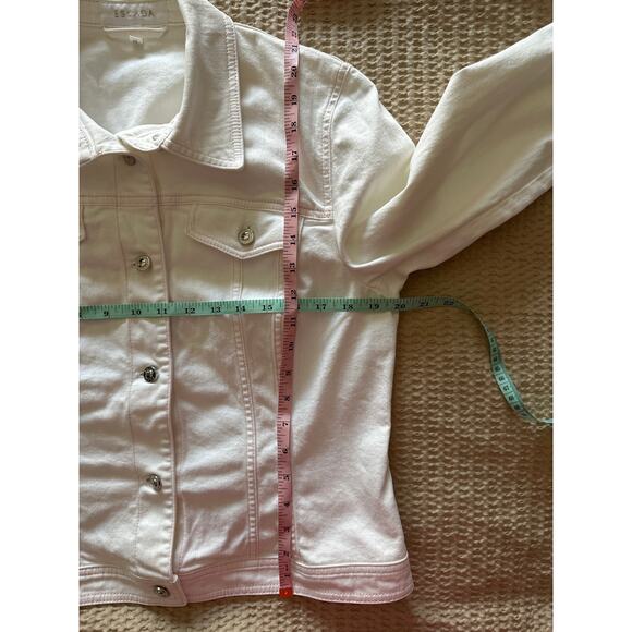 ESCADA White Floral Embroidered Cotton Trucker Jacket Size 42 - Picture 5 of 8